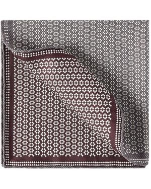 Brunello Cucinelli Silk Geometric-Pattern Pocket Square - Gray