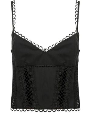 Charo Ruiz Ibiza Poppy Lace Trim Top - Black