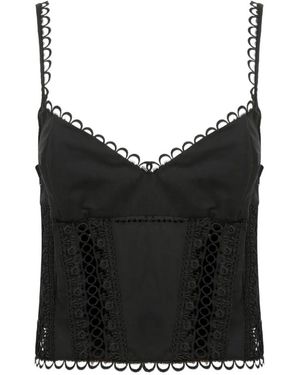 Charo Ruiz Ibiza Poppy Lace Trim Top - Black