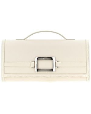 Roger Vivier Logo-Engraved Clutch Bag - Natural