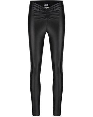 Versace Jeans Couture Ruched Coated Leggings - Black