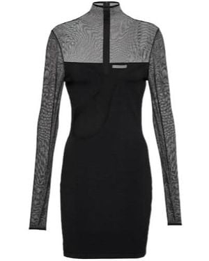 Nensi Dojaka Mesh And Jersey Minidress - Black