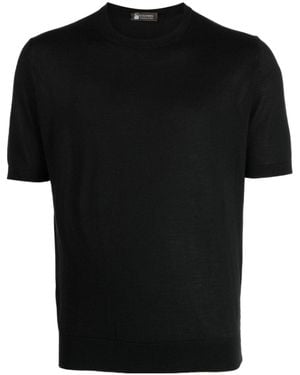 Colombo Crew-Neck Fine-Knit T-Shirt - Black