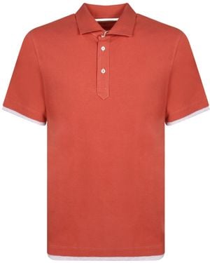 Brunello Cucinelli Tipped Polo Shirt - Red