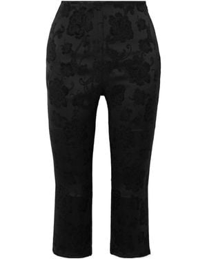 Alessandra Rich Cropped Satin-Jacquard Skinny Trousers - Black