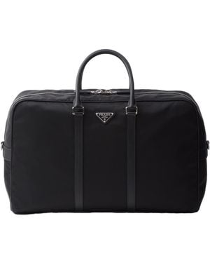 Prada Re-Nylon And Saffiano Leather Duffel Bag - Black
