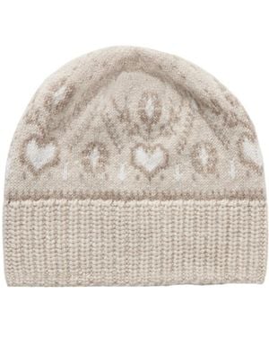 KHAITE Patterned Knitted Hat - Natural