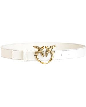 Pinko Love Berry Logo Plaque Buckle Belt - White