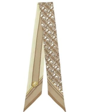 Burberry Monogram-Print Silk Scarf - Natural