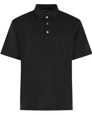 ZEGNA Cotton Polo Shirt - Black