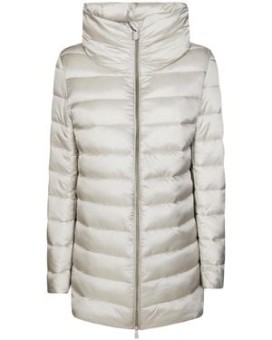 Save The Duck Logo Patch Cotton-Padded Jacket - Grey
