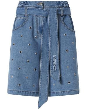 Pinko Belted Denim Shorts - Blue