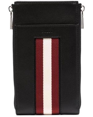 Bally Logo-Stripe Leather Phone Case - Black