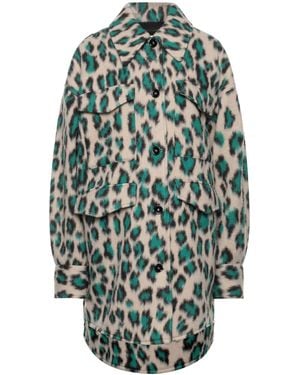 MM6 by Maison Margiela Leopard Print Single-Breasted Coat - Green
