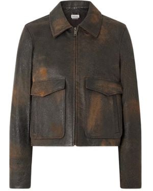 Jonathan Simkhai Textured-Leather Jacket - Green