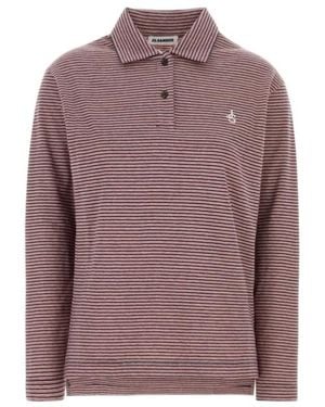 Jil Sander Long-Sleeved Striped Polo Top - Brown