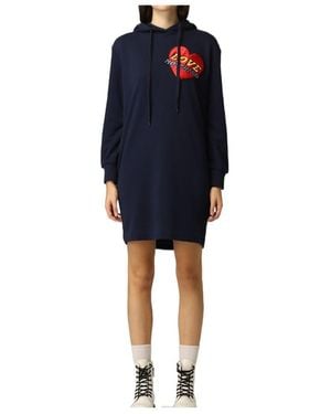 Moschino A Hooded Dress Filled With Love - Blue