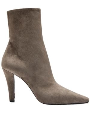 Saint Laurent Jill 95 Suede Ankle Boots - Brown
