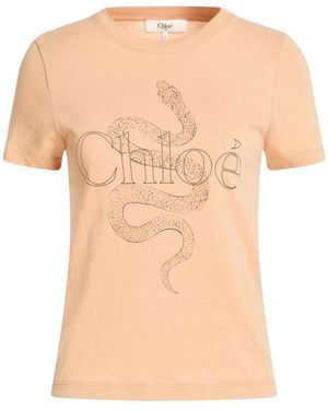 Chloé Logo Crew Neck T-Shirt - Natural