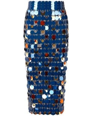 Rabanne High Waisted Sequinned Midi Skirt - Blue