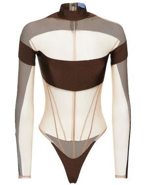 Mugler Tulle Bodysuit - White