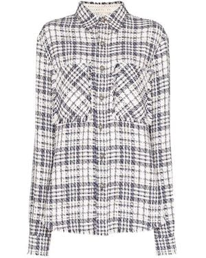 Faith Connexion Shirt With Frayed Edges And Checked Outside - White