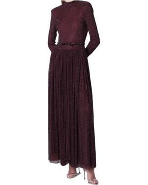 Self-Portrait Turtleneck Dress - Purple