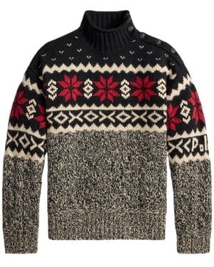 Ralph Lauren Buttoned Patterned Pullover - Gray