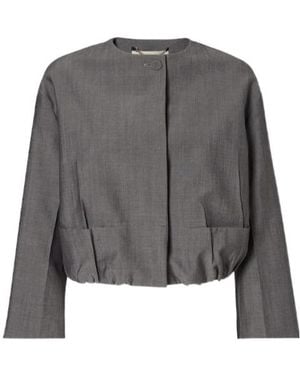 Fendi Crewneck Cropped Blazer - Gray