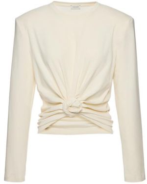 Magda Butrym Knotted Longsleeve Jersey Blouse - White
