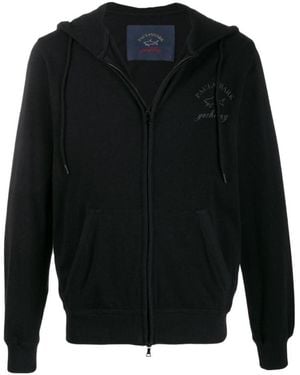Paul & Shark Logo Print Hoodie - Black