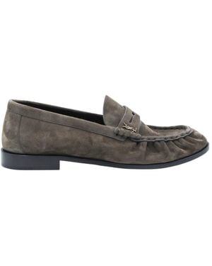 Saint Laurent Le Loafer Logo Plaque Loafers - Grey