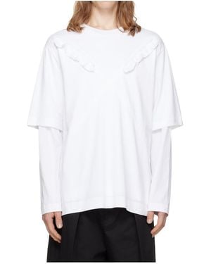 Simone Rocha Ruffled Bias-Cut Layered Long-Sleeved T-Shirt - White