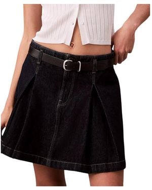 Calvin Klein A-Line Denim Mini Skirt - Black