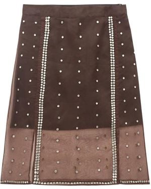 Wales Bonner Presence Studded Midi Skirt - Brown