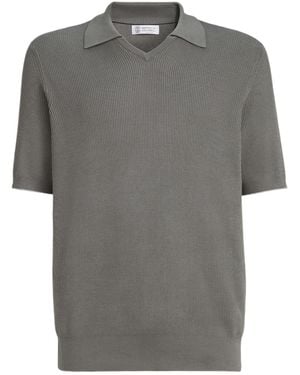 Brunello Cucinelli V-Neck Short-Sleeve T-Shirt - Gray