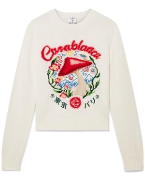 CASABLANCA Cotton Embroidered Mushroom Jumper - White