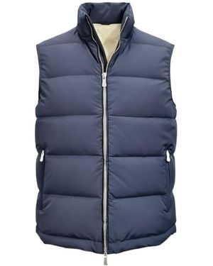 Eleventy Stand-Collar Vest - Blue