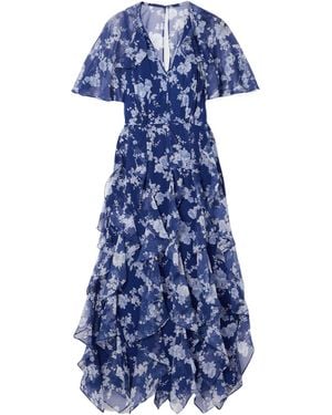 Carolina Herrera Ruffle Print Dress - Blue