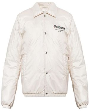 McQueen Logo Printed Bomber Jacket - White