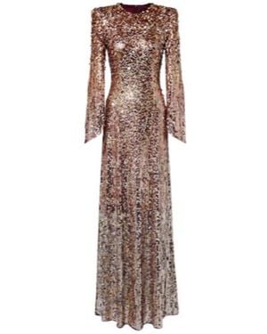 Jenny Packham Phara Embellished Fringed Gown - Brown