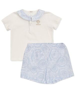 Versace Short-Sleeved Polo Shirt And Shorts 2-Piece Set - White