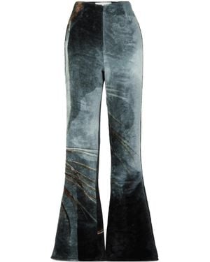 Conner Ives Printed Faux Fur Flared Pants - Blue