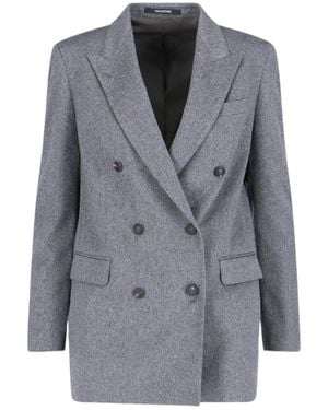 Tagliatore Jamine Double-Breasted Cashmere Blazer - Grey