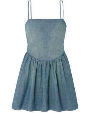 RE/DONE Net Sustain + Pamela Anderson Organic Cotton-Chambray Mini Dress - Blue