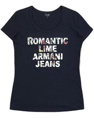 Armani Jeans T-Shirt With Round Neck And Short Sleeves - Blue