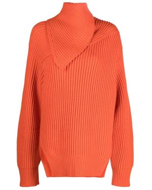 Jil Sander Long Sleeves Foulard Neck Cardigan - Orange