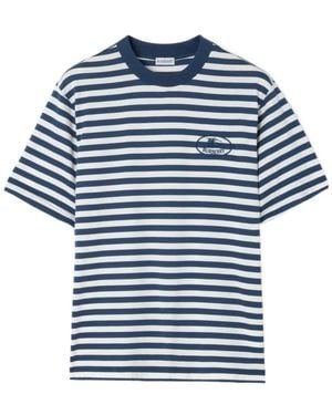 Burberry Striped Cotton T-Shirt - Blue