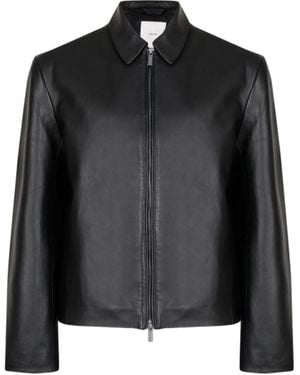 Calvin Klein Long-Sleeved Leather Jacket - Black