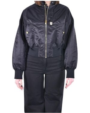Elisabetta Franchi High Collar Bomber Jacket - Blue